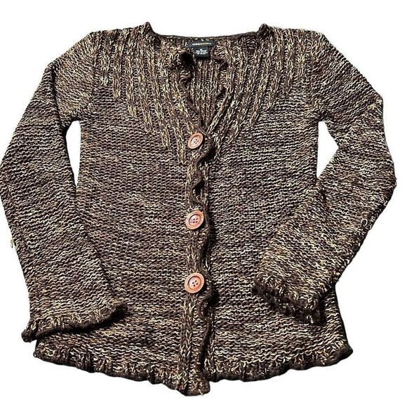 BCBGMaxAzria Women's Brown Marled Button Front Cardigan Sweater Medium - Picture 1 of 13